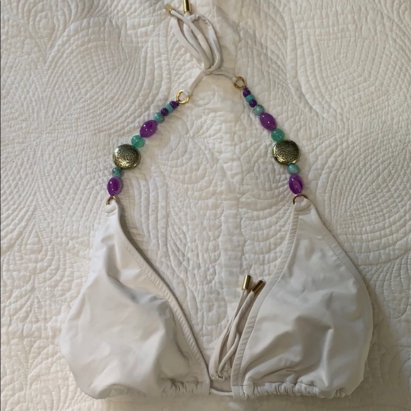White bikini top with stones - Picture 1 of 3